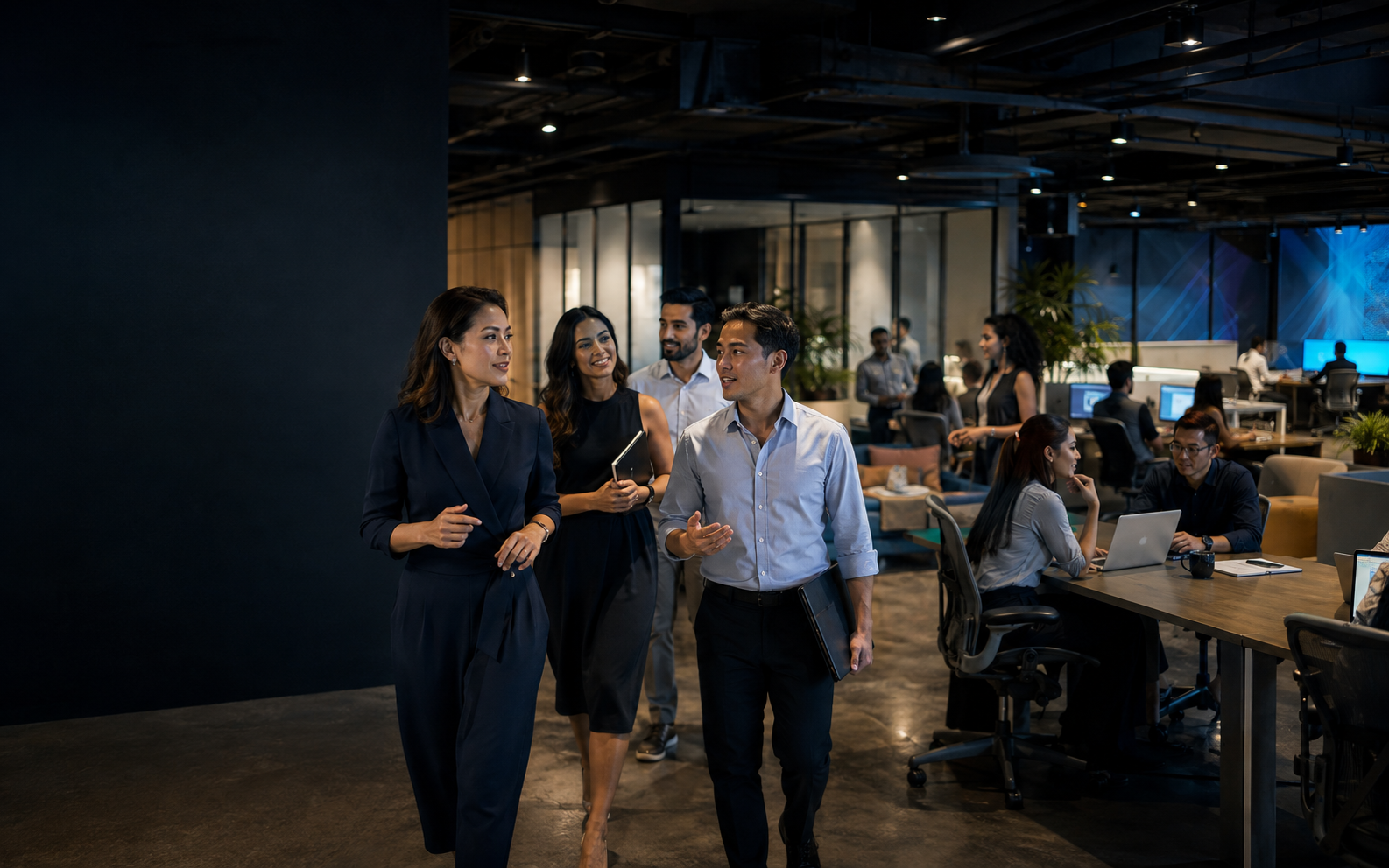 Founder walking alongside an expanding leadership team in an active organisation