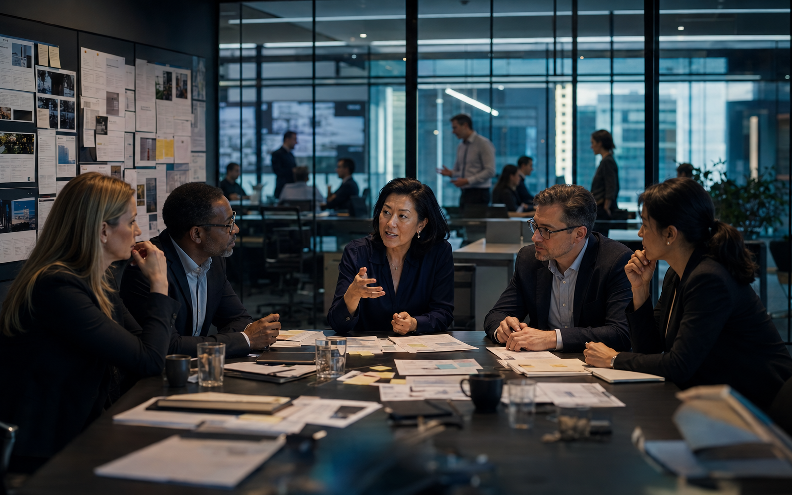 Senior adviser and executives synthesising organisational evidence through dialogue
