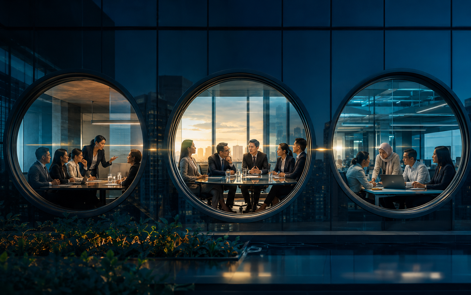 Board, executive and operational teams viewed through three connected organisational lenses